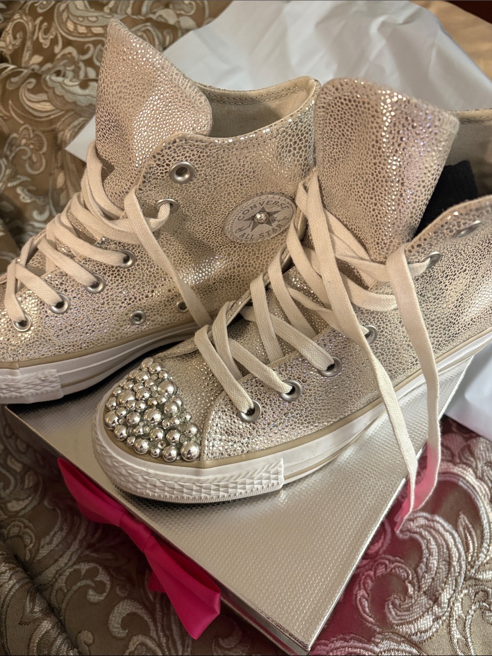 Converse Women's High Top Sneakers with Rhinestone Toe